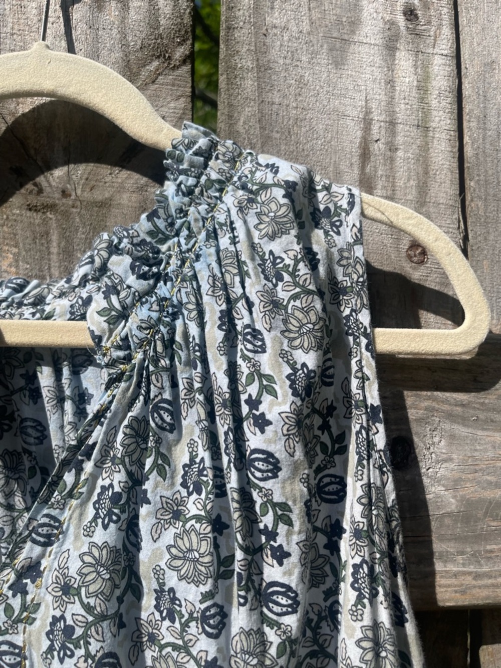 Chelsea & Theodore Olive and White Tiered Floral Midi Dress - Picture 5 of 12